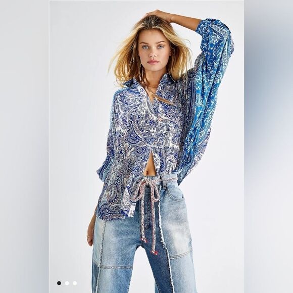 FREE PEOPLE Midnight Fever Buttondown - Size XS - Picture 1 of 10